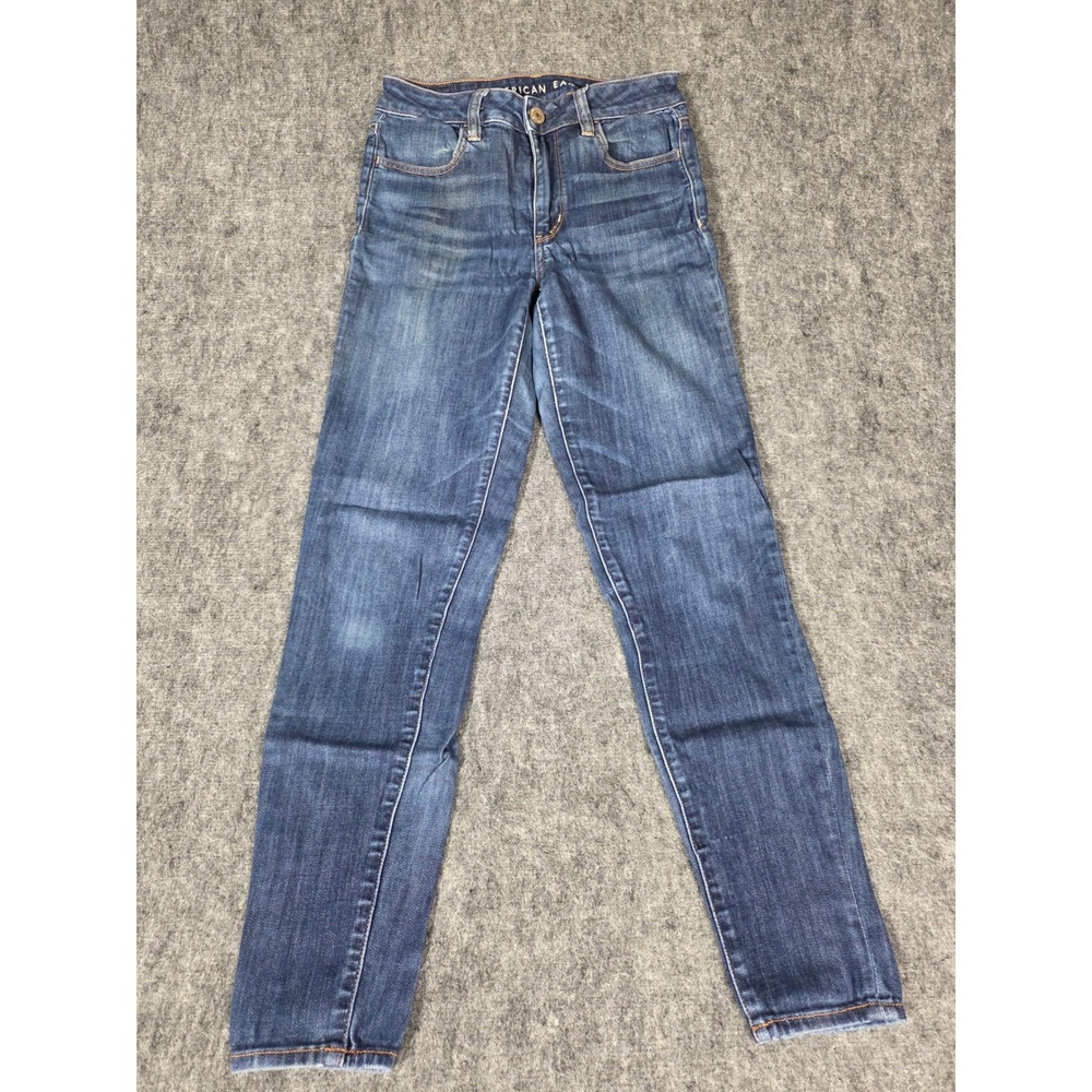 American Eagle Hi-Rise Jegging Jeans Womens 6 Long Blue Dark Wash Stretch Denim